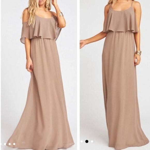 SMYM Caitlin Ruffle Maxi Dress in Dune Chiffon - Picture 2 of 8